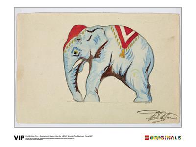 5005997 LEGO 1st Edition Elephant Water Colour Print, Circa 1937 thumbnail image