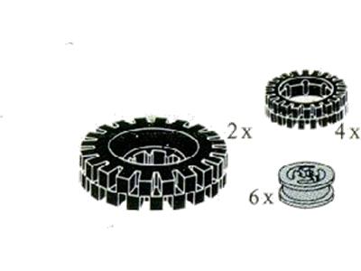 5240 LEGO 6 Wheel Hubs and Tyres 24mm and 43mm thumbnail image