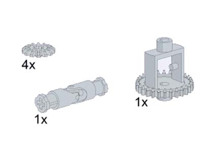 5263 LEGO Technic Universal Joint, Differential Housing and Point Wheels