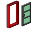 1x4x6 Red Door and Frames, Transparent Green Panes thumbnail